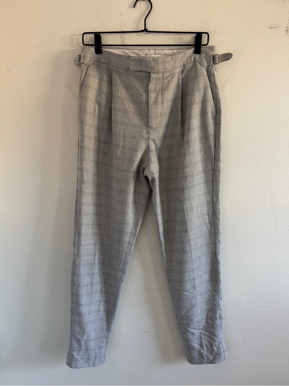 REISS Gray Check Slim Trouser Pants 30 Tailored Plaid